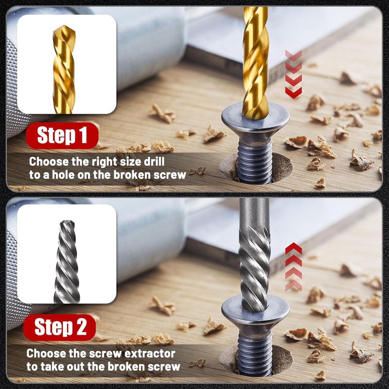 DUDDOO 30PCS Screw Extractor Set & Bolt Extractor Set, Left Hand Drill Bit Set, Easy Out Extractor Set，Stripped Bolt Remover Tools，Cobalt HSS Steel Kit for Damaged, Rounded-Off Bolts, Screws, Nuts, Studs - Image 4